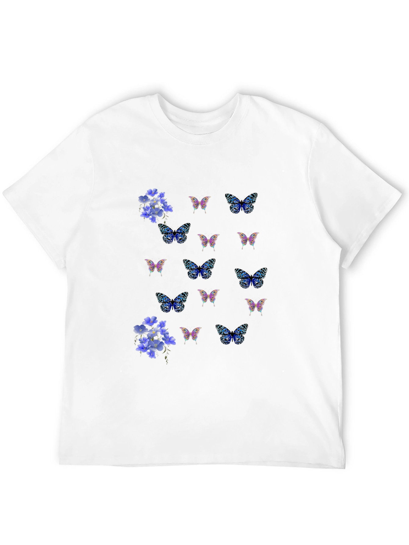 Floral Butterfly Print Black T-Shirt