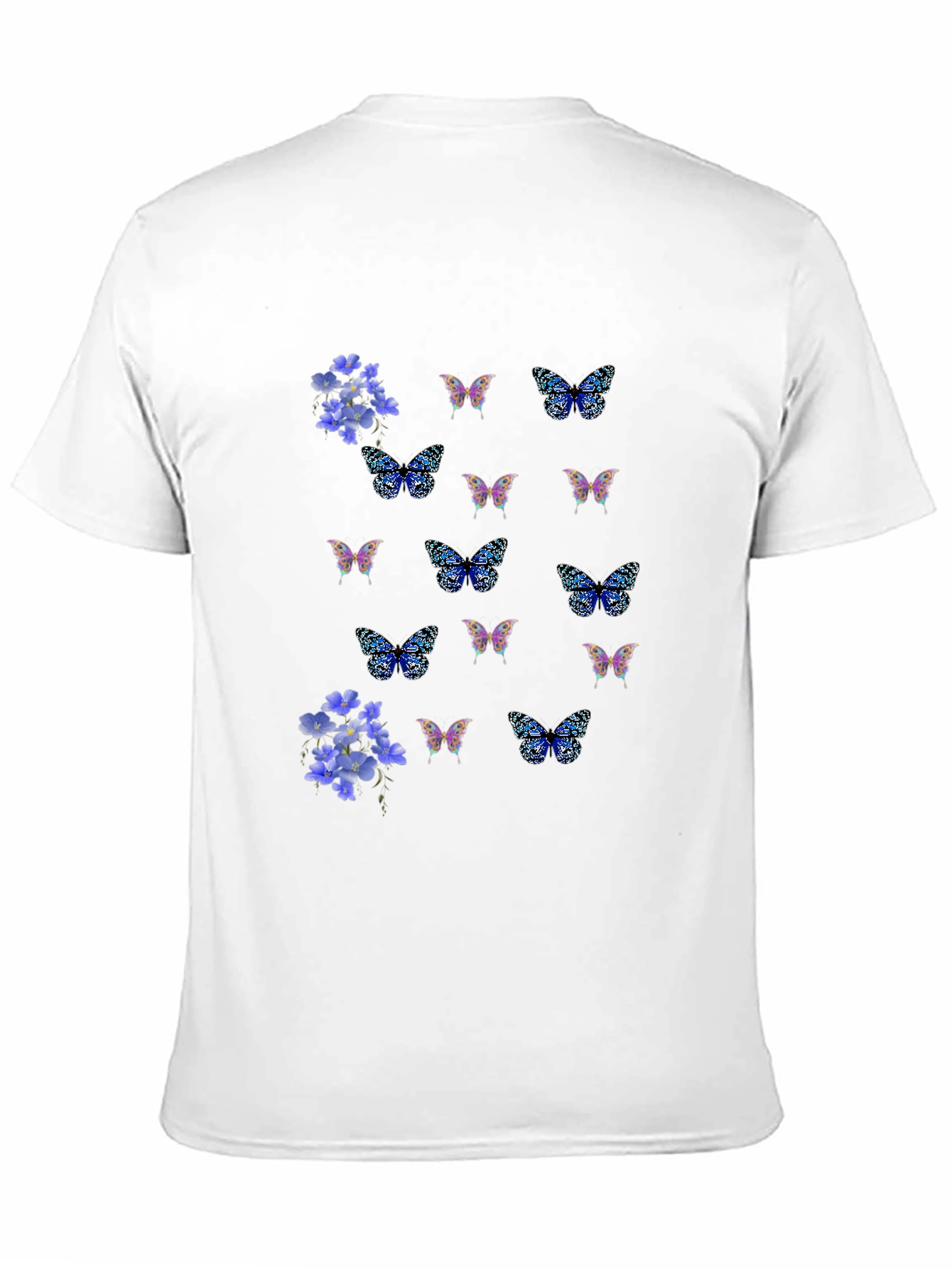 Floral Butterfly Print Black T-Shirt