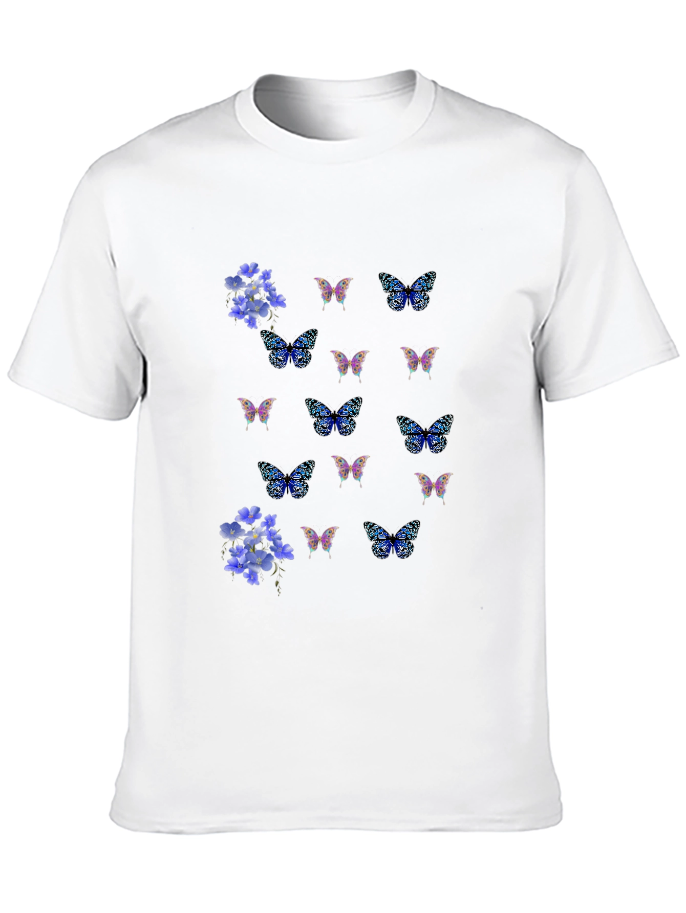 Floral Butterfly Print Black T-Shirt