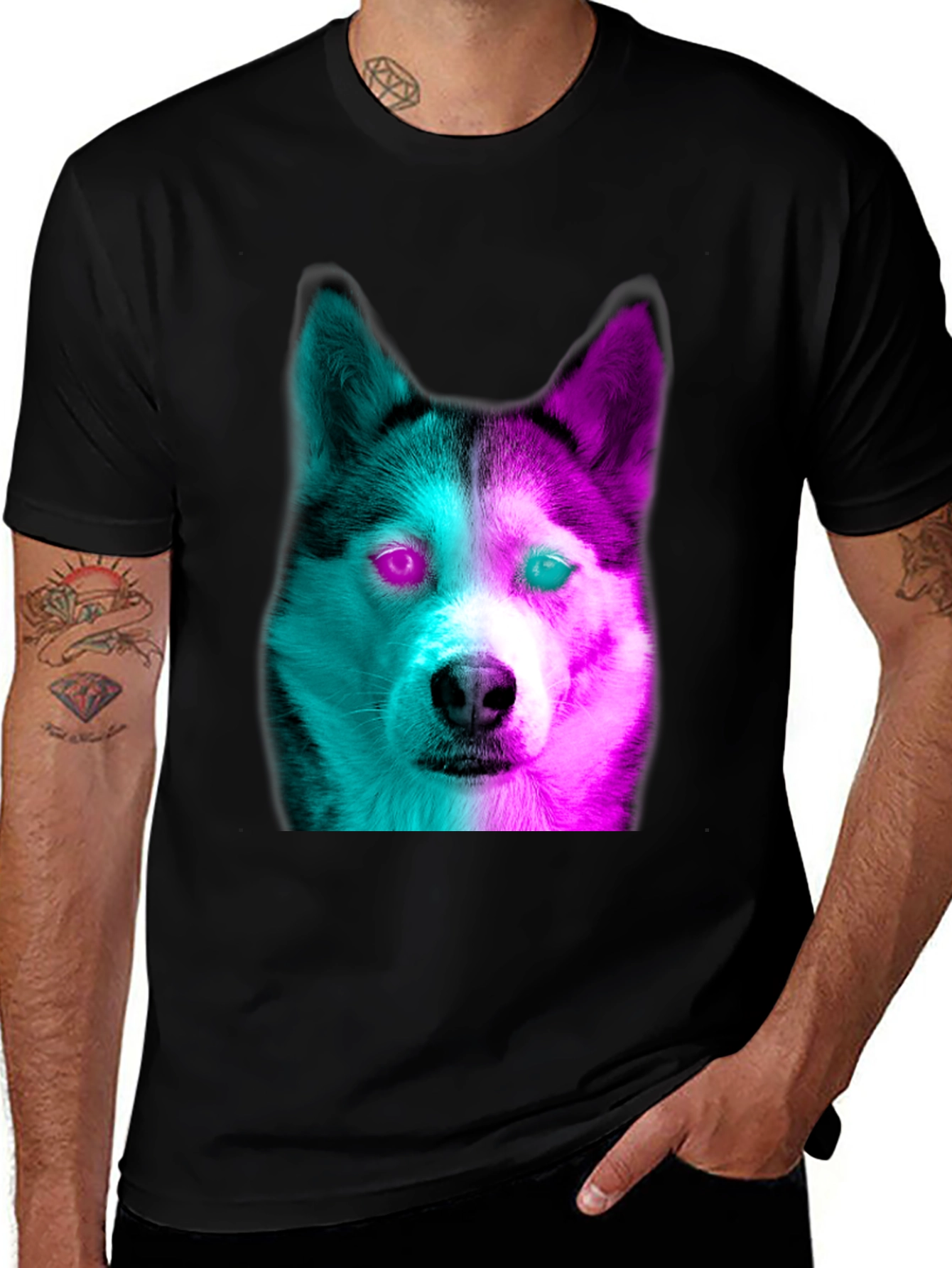 Cyberpunk Husky Graphic Tee - Trendy Streetwear