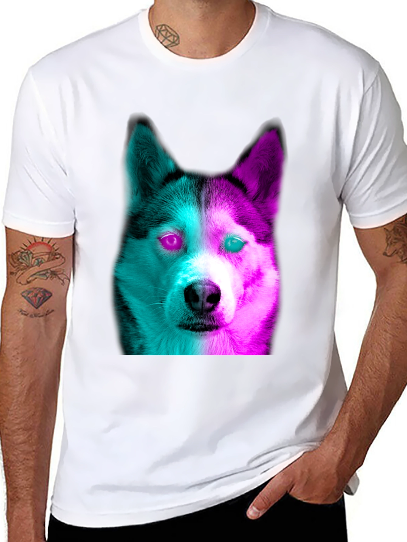 Cyberpunk Husky Graphic Tee - Trendy Streetwear