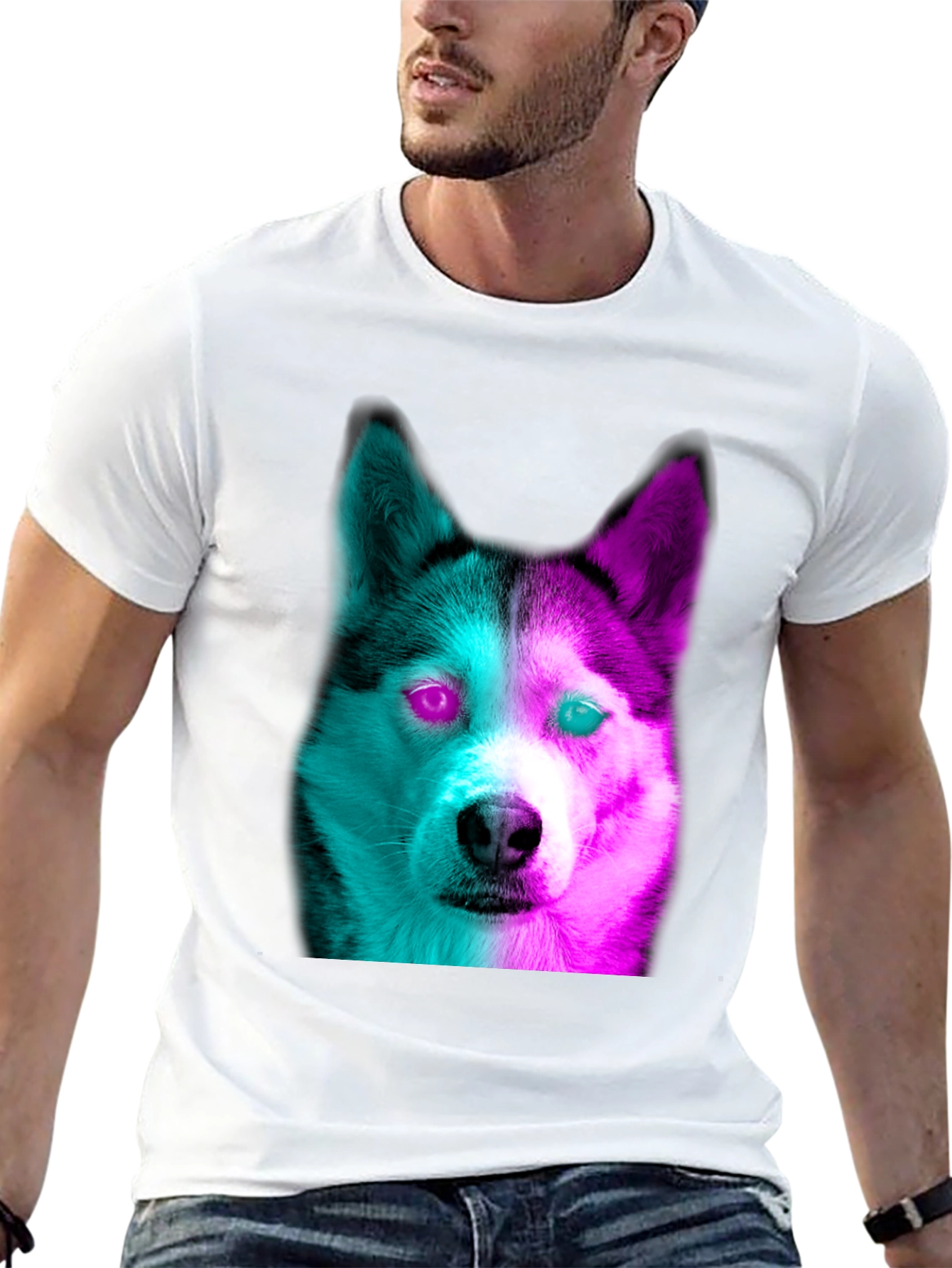 Cyberpunk Husky Graphic Tee - Trendy Streetwear