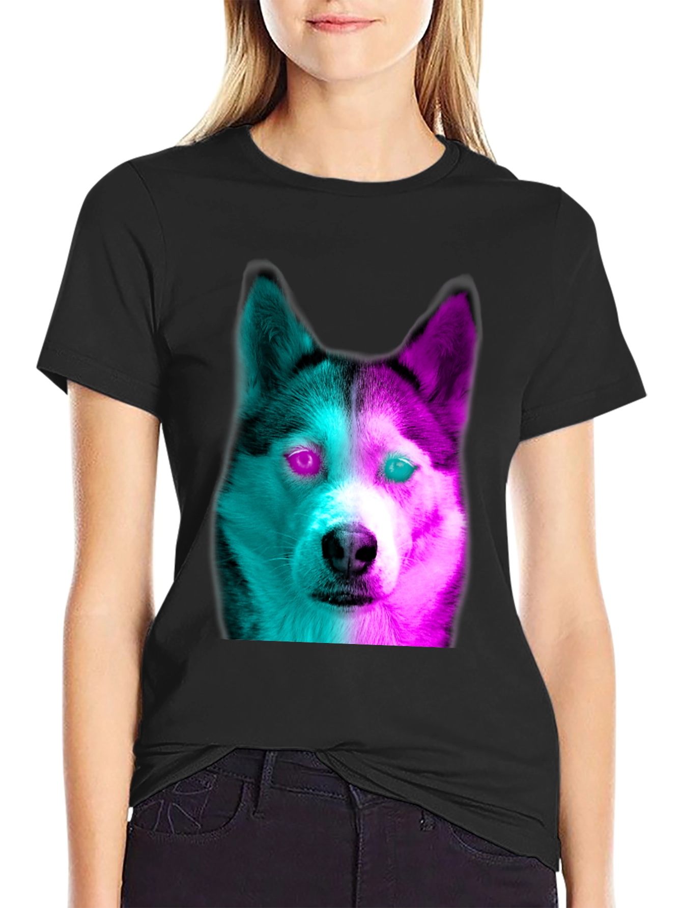 Cyberpunk Husky Graphic Tee - Trendy Streetwear
