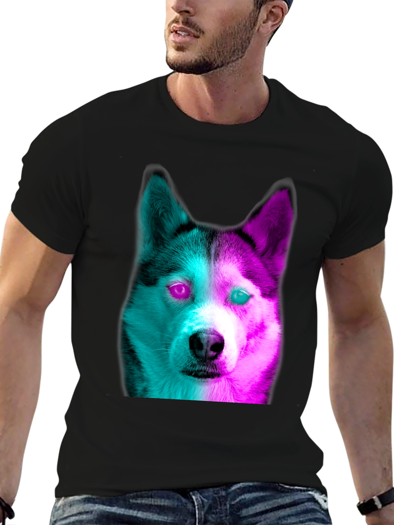 Cyberpunk Husky Graphic Tee - Trendy Streetwear