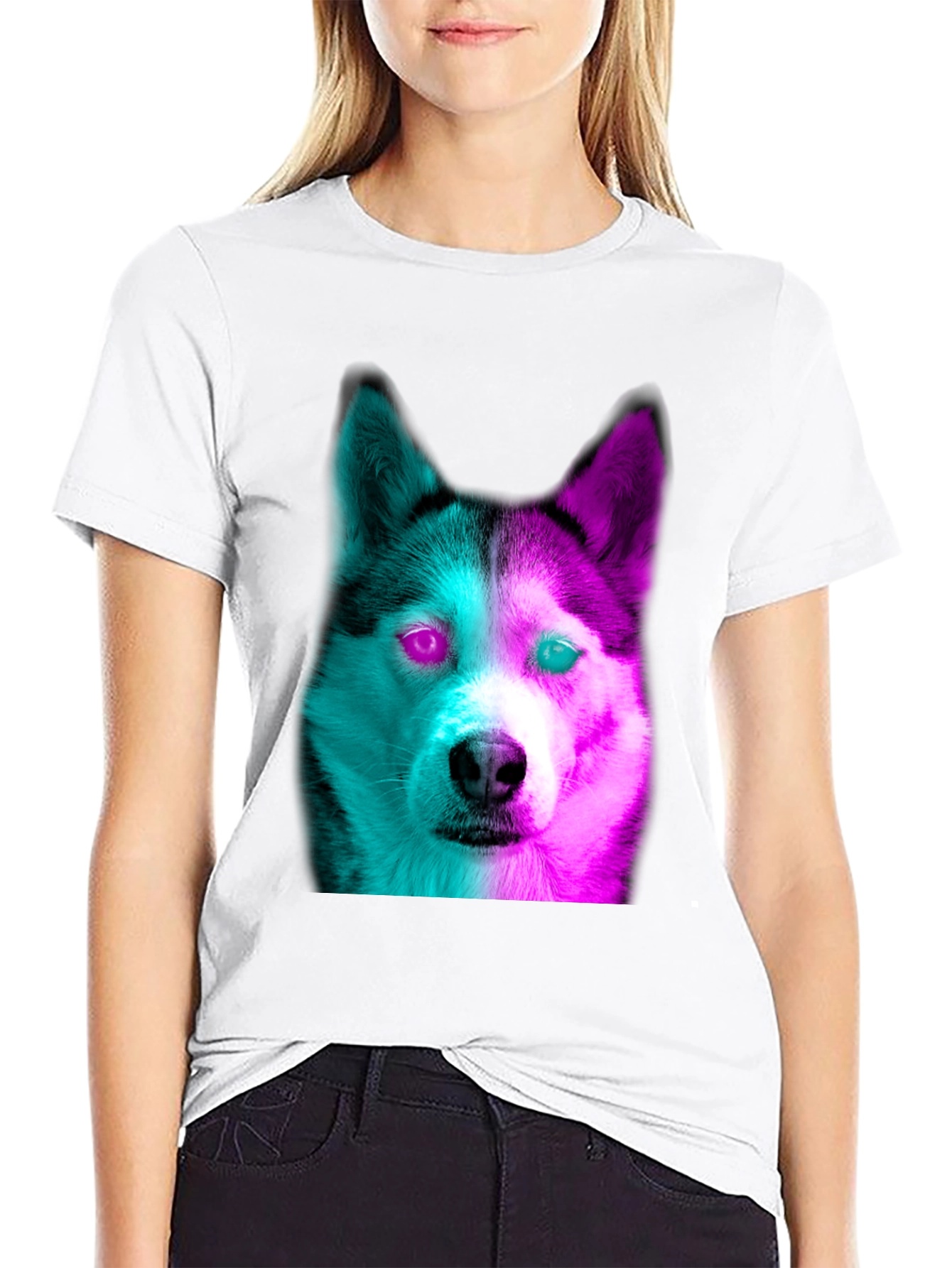 Cyberpunk Husky Graphic Tee - Trendy Streetwear