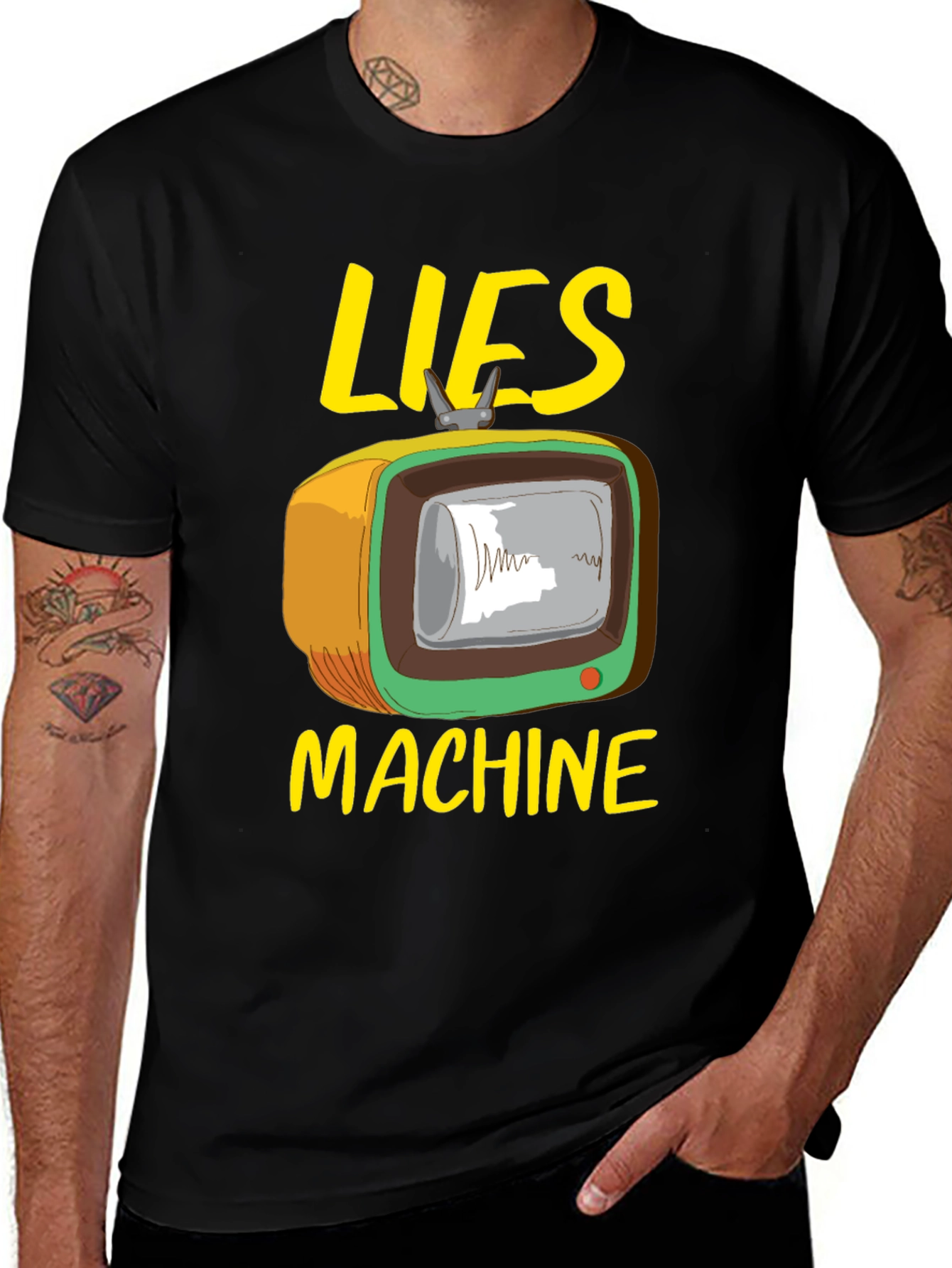 Lies Machine Graphic Tee - Retro TV Humor