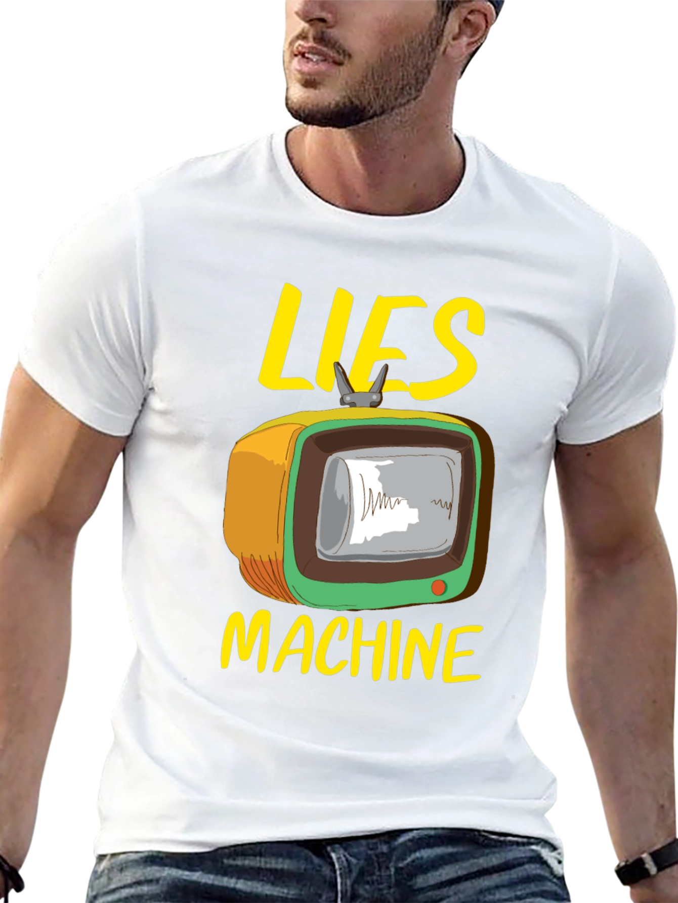 Lies Machine Graphic Tee - Retro TV Humor