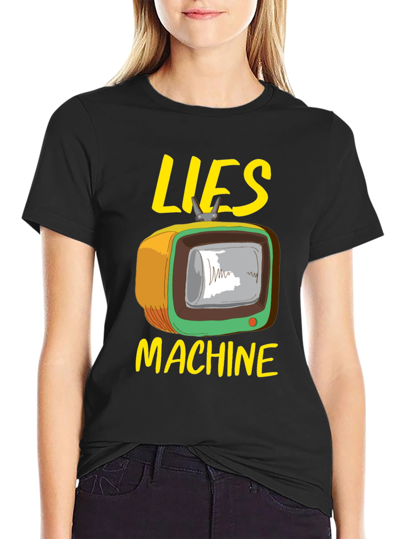 Lies Machine Graphic Tee - Retro TV Humor