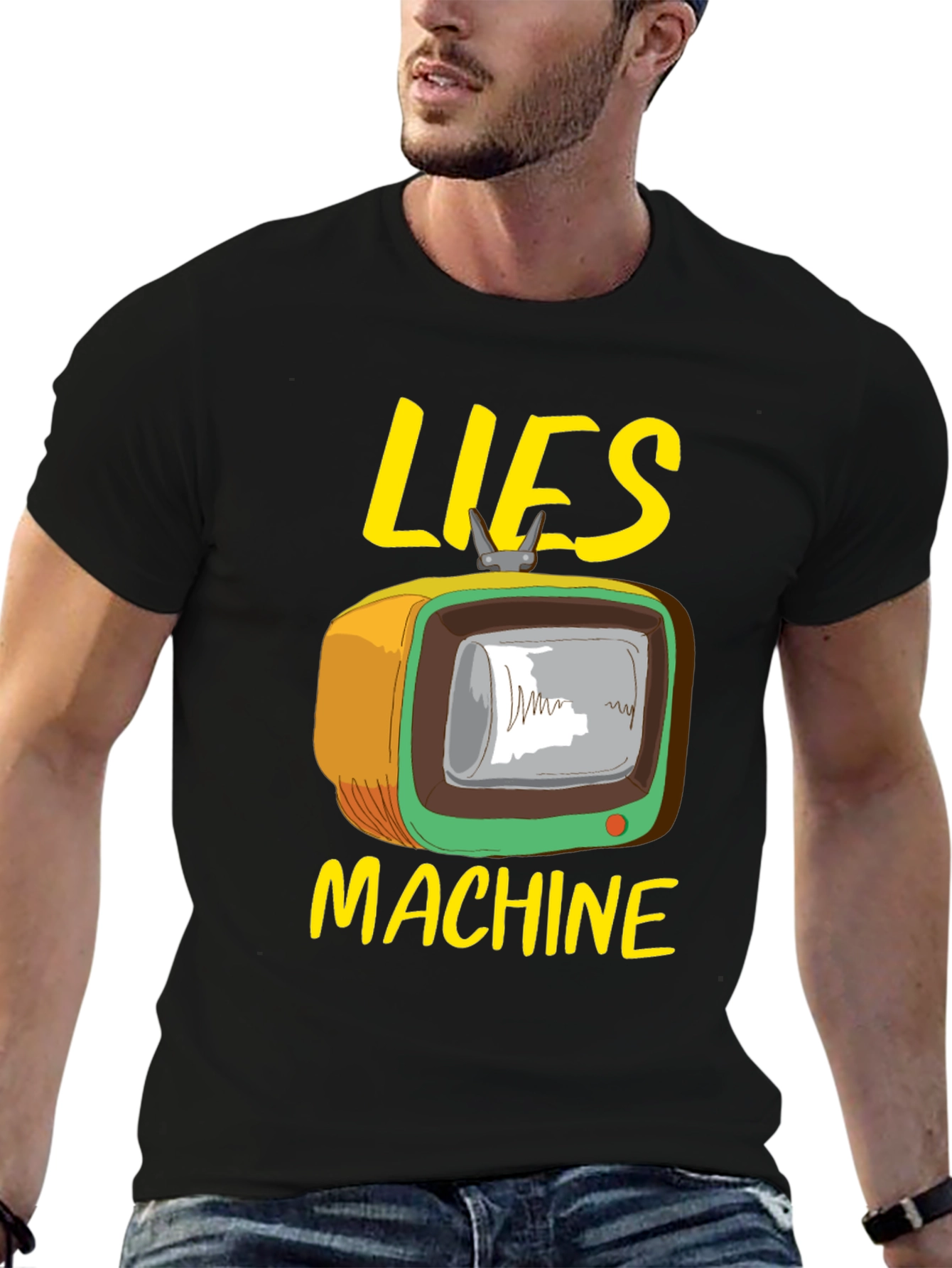 Lies Machine Graphic Tee - Retro TV Humor
