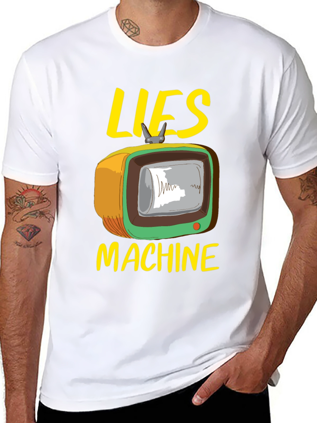 Lies Machine Graphic Tee - Retro TV Humor