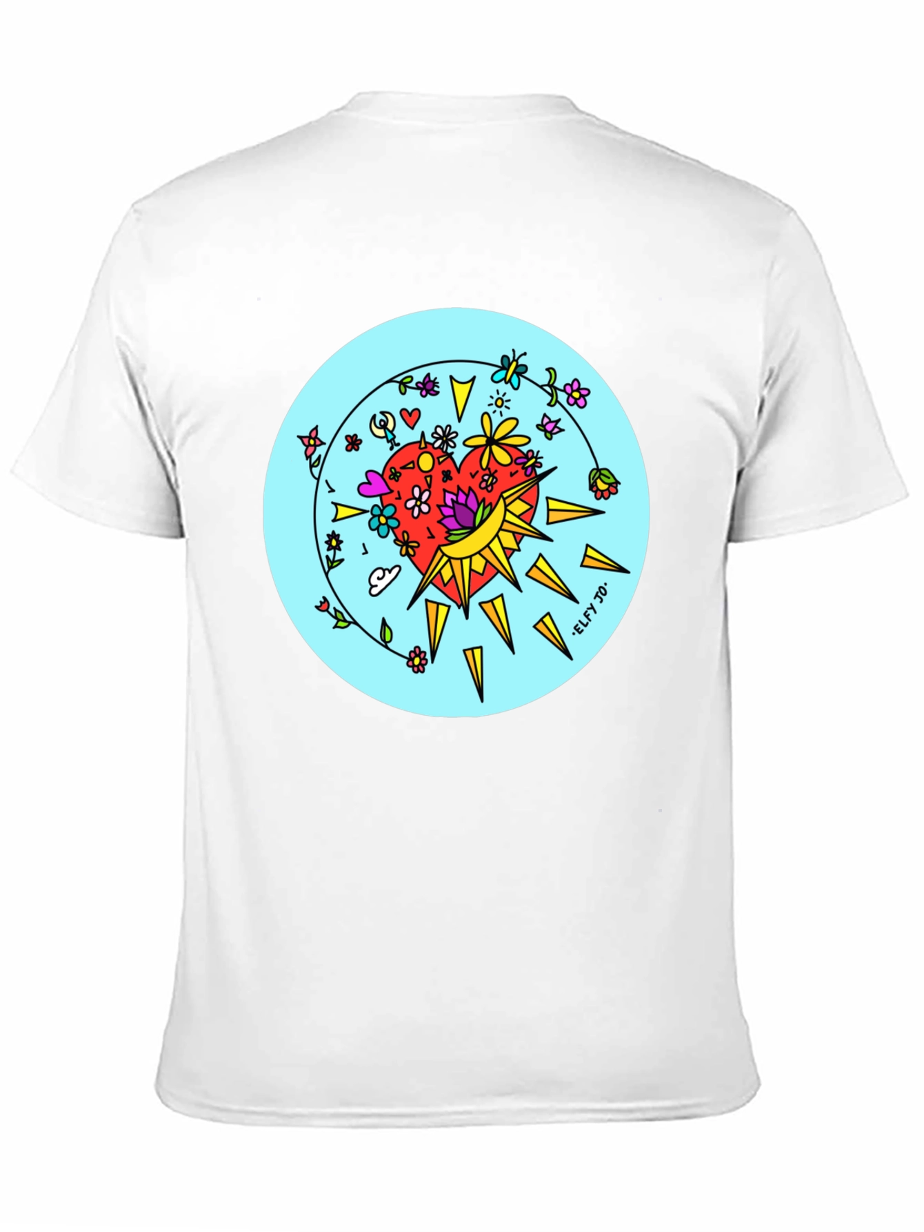 Floral Heart Graphic Black Tee