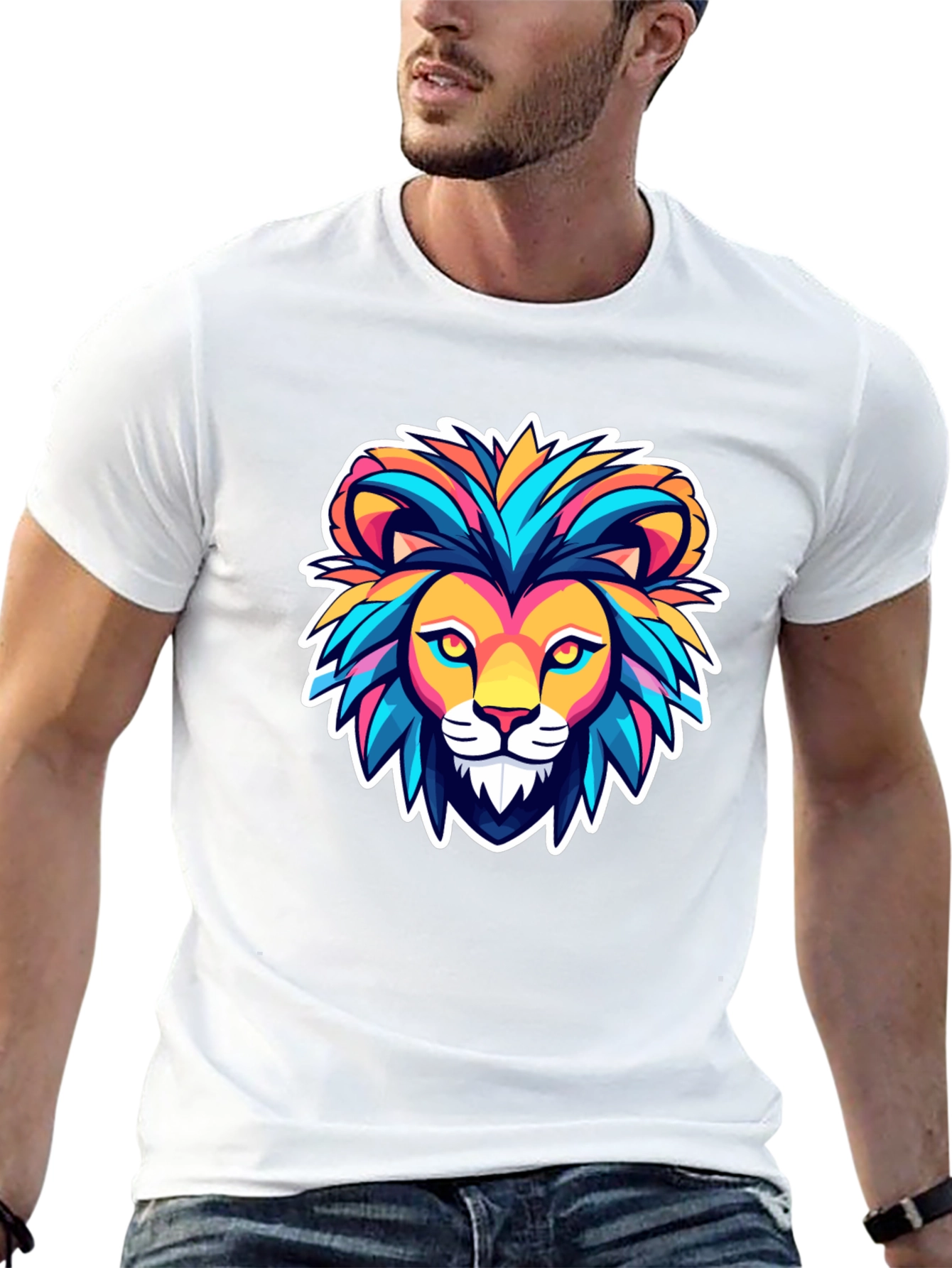 Lion Graphic Black T-Shirt - Bold Animal Design