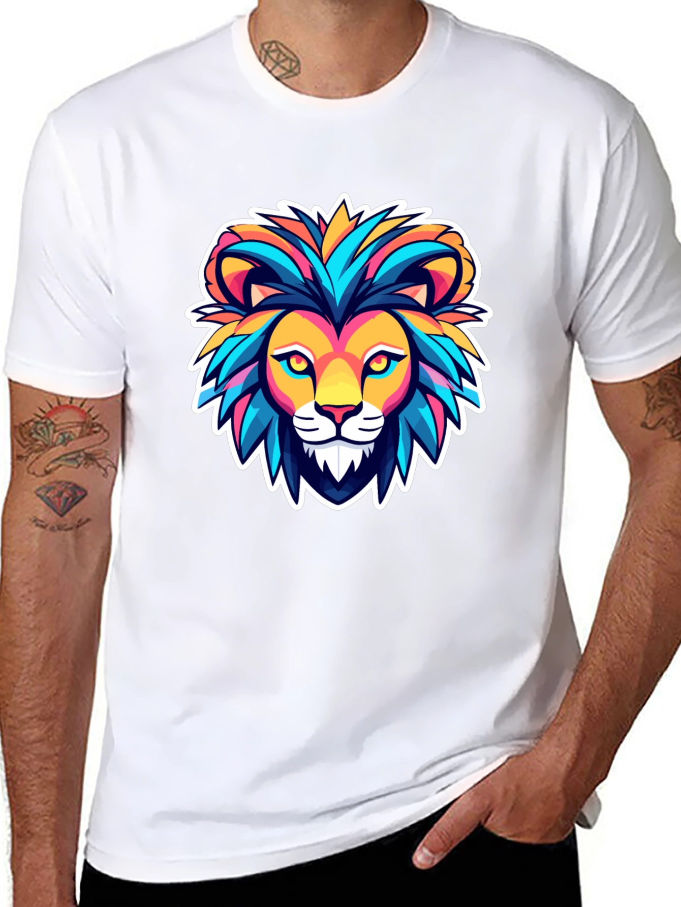 Lion Graphic Black T-Shirt - Bold Animal Design