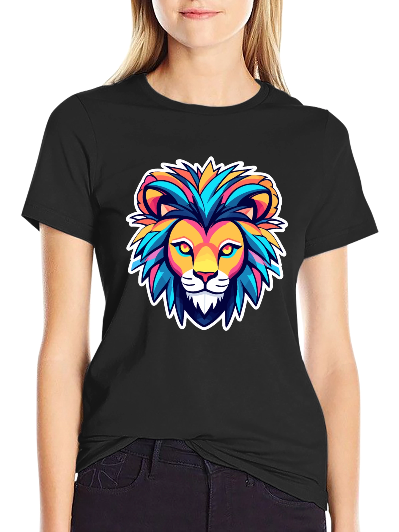 Lion Graphic Black T-Shirt - Bold Animal Design