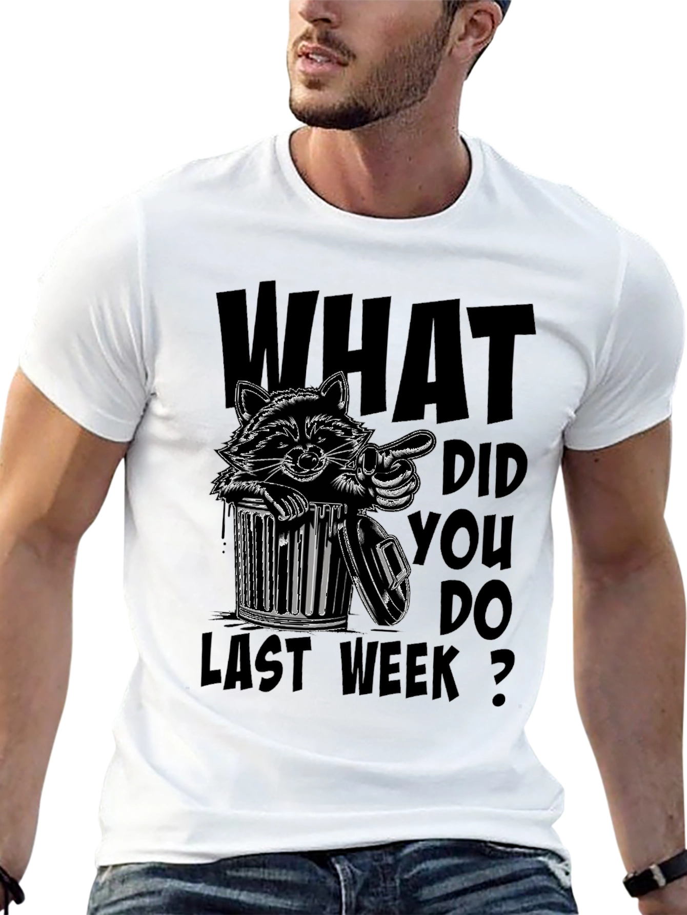 Funny Raccoon Trash Can Graphic T-Shirt