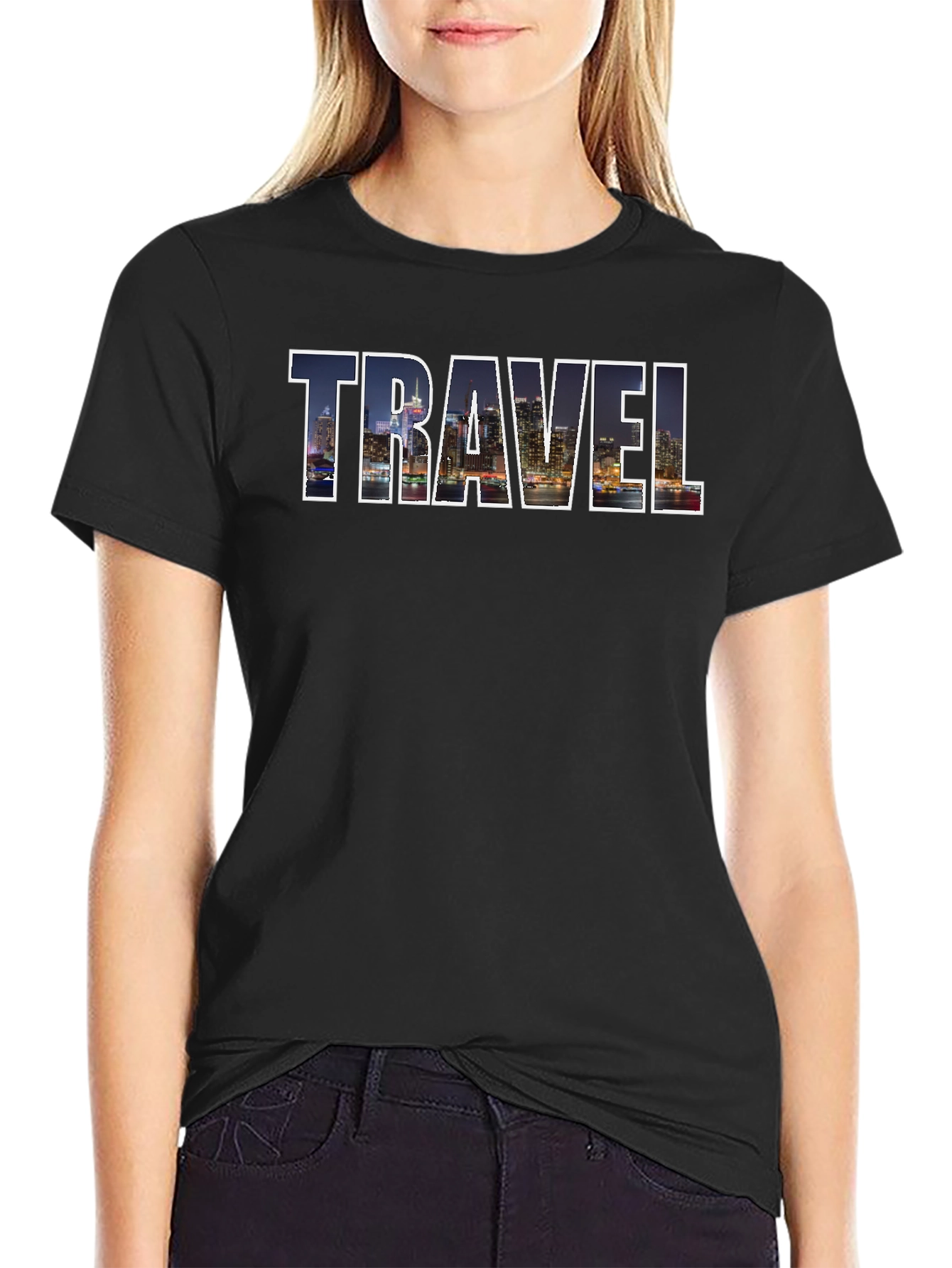 Travel Cityscape Graphic Tee - Black
