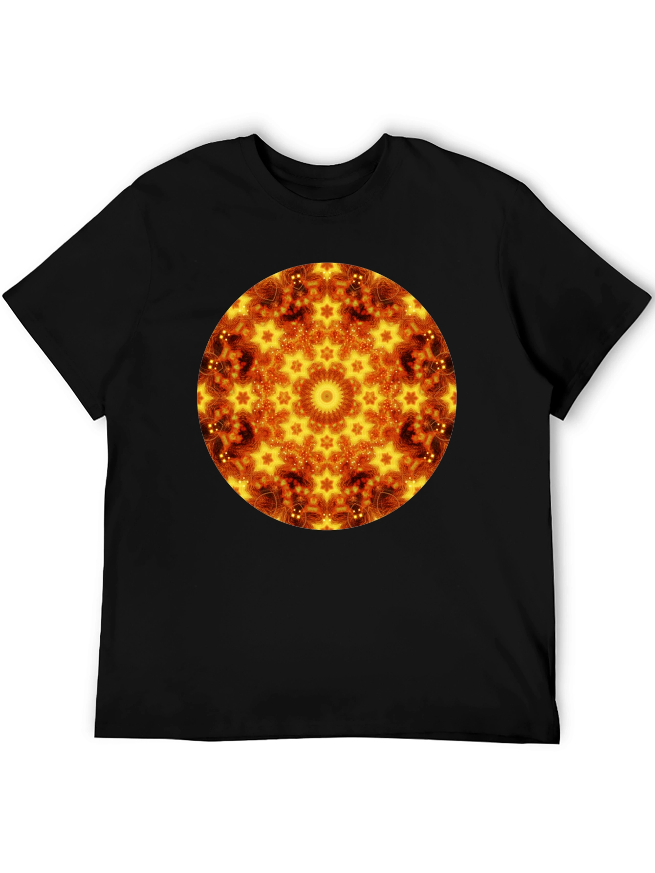 Fiery Mandala Graphic Black T-Shirt