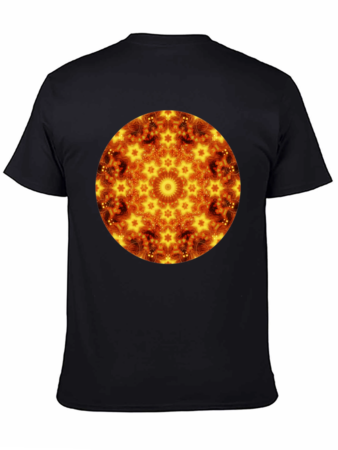 Fiery Mandala Graphic Black T-Shirt
