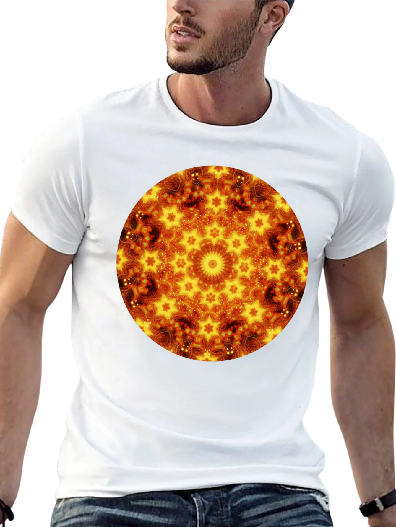Fiery Mandala Graphic Black T-Shirt