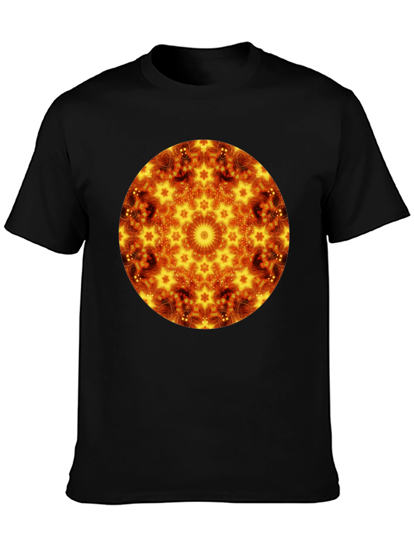 Fiery Mandala Graphic Black T-Shirt