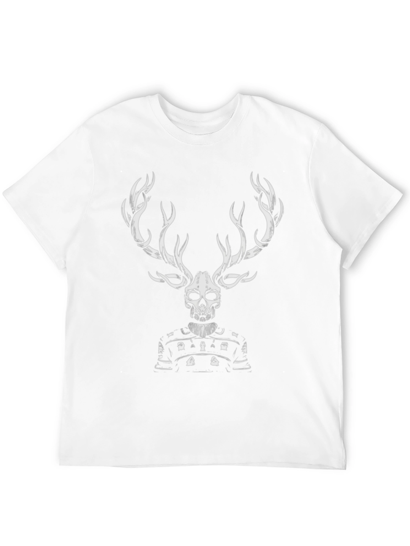 Skull Deer Graphic Tee - Black Cotton T-Shirt