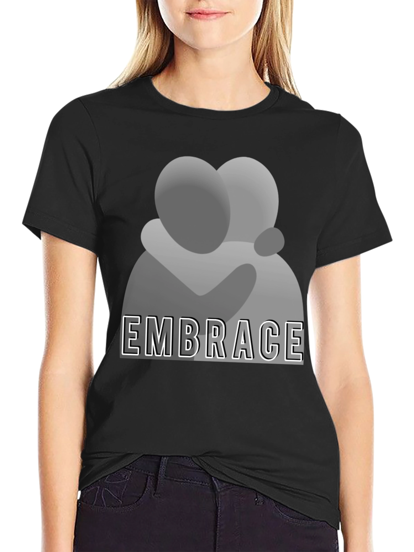Embrace Graphic Tee - Stylish Comfort Black T-Shirt