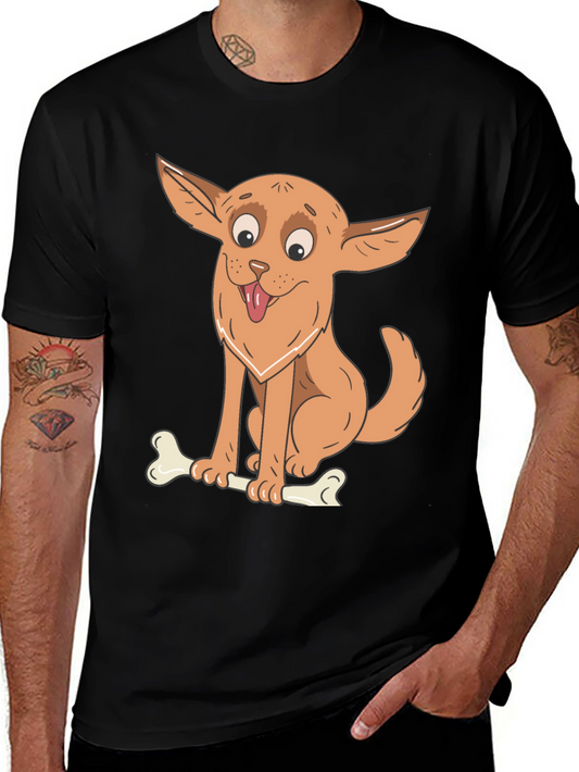 Dog & Bone Graphic Tee - Black Cotton Blend T-Shirt