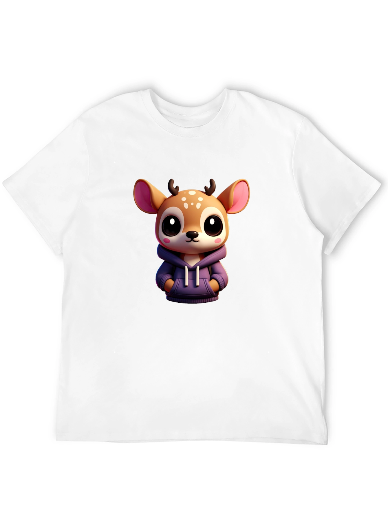 Cute Deer Graphic Tee - Soft Black Cotton