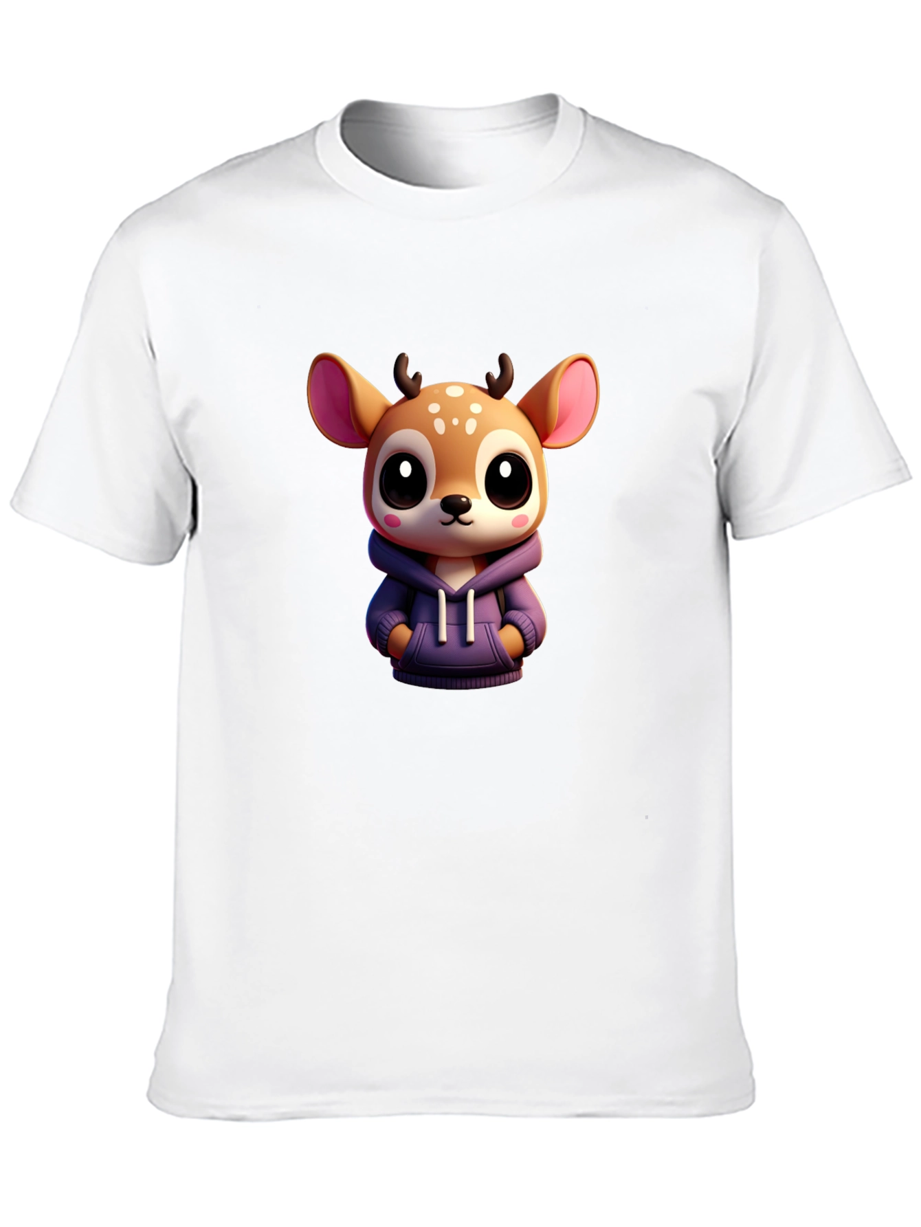Cute Deer Graphic Tee - Soft Black Cotton