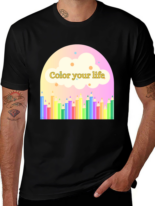Color Your Life T-Shirt - Artistic Rainbow Pencil Design
