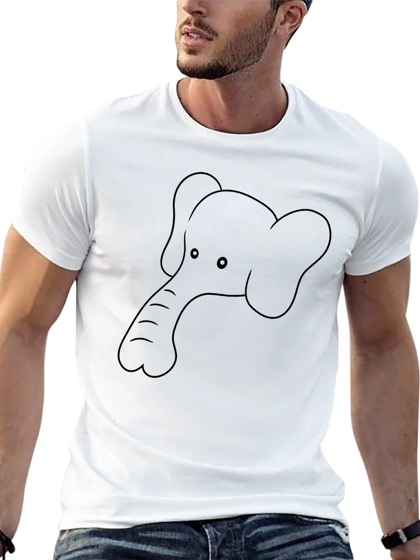 Mens Graphic Tee: Elephant Outline