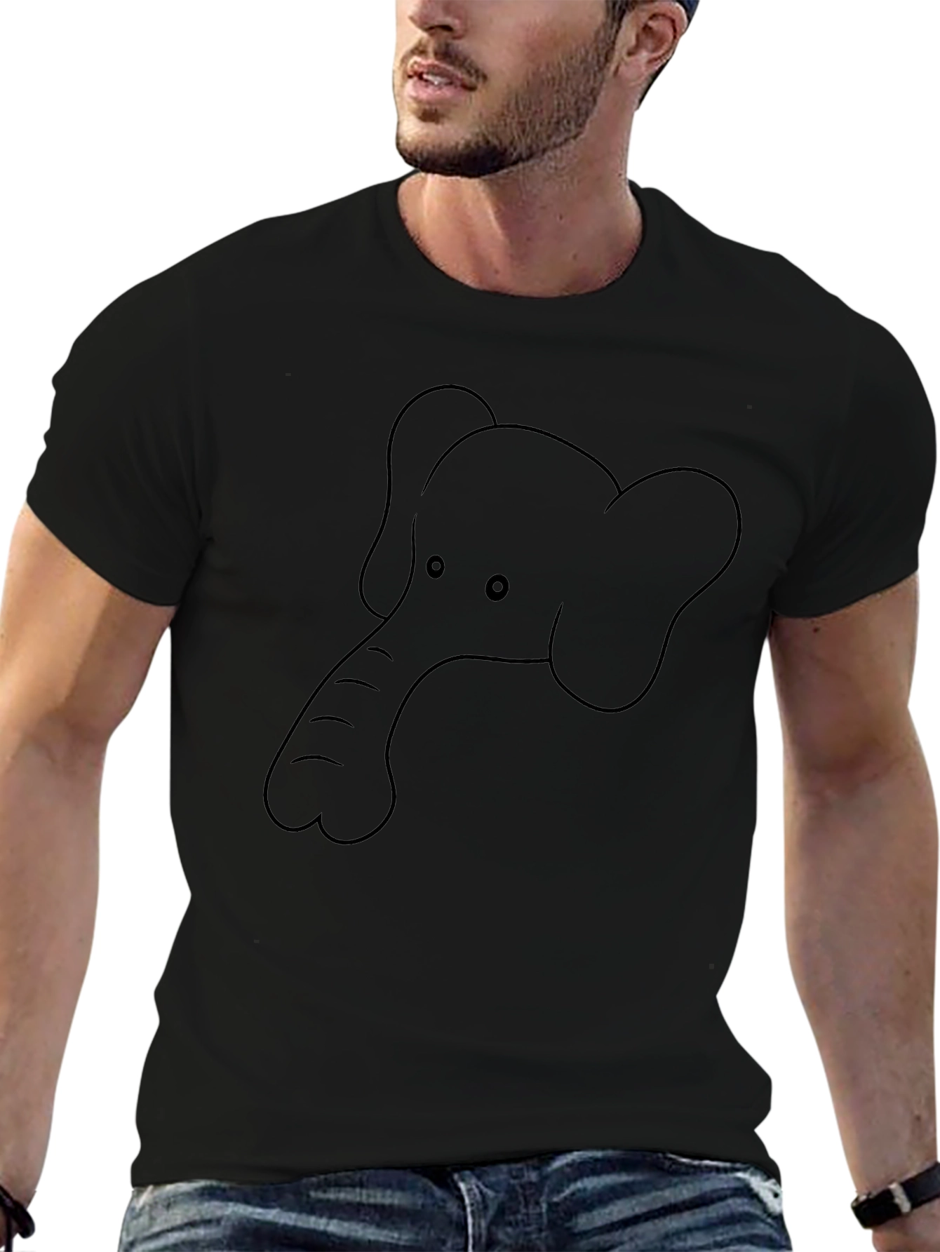 Mens Graphic Tee: Elephant Outline