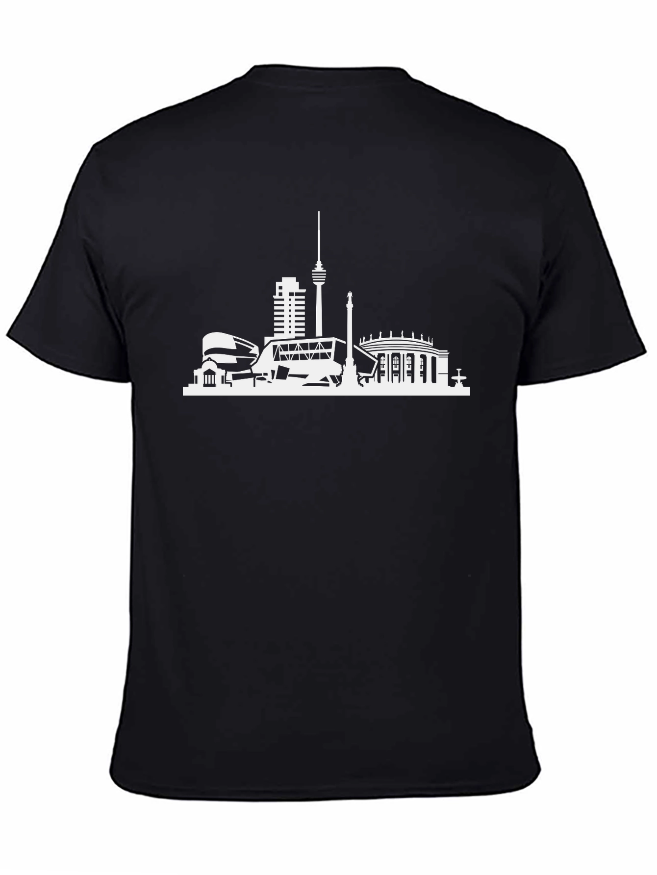Stuttgart Skyline Graphic Tee - Black Cotton T-Shirt