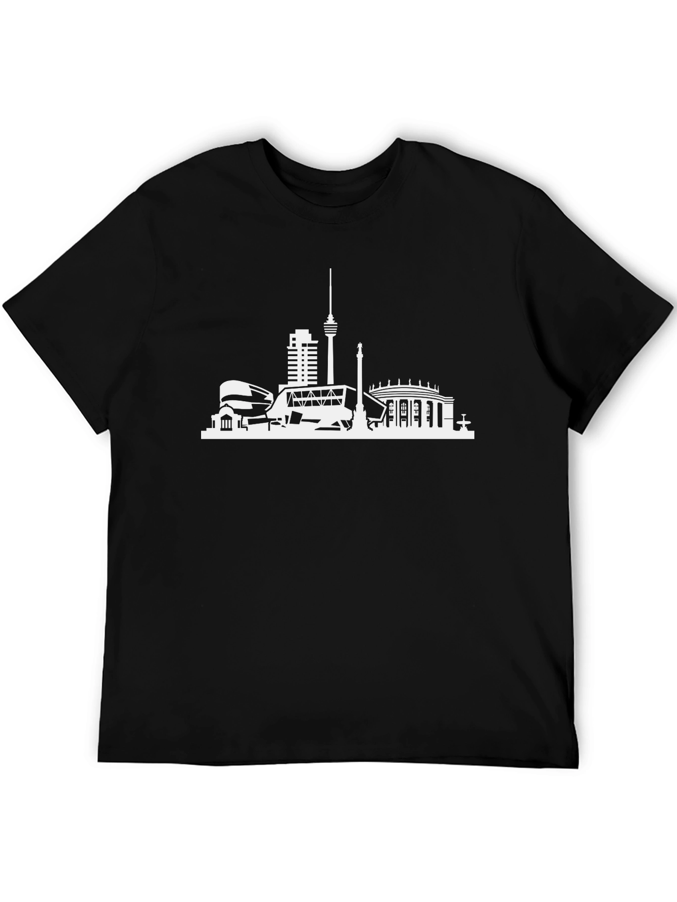 Stuttgart Skyline Graphic Tee - Black Cotton T-Shirt