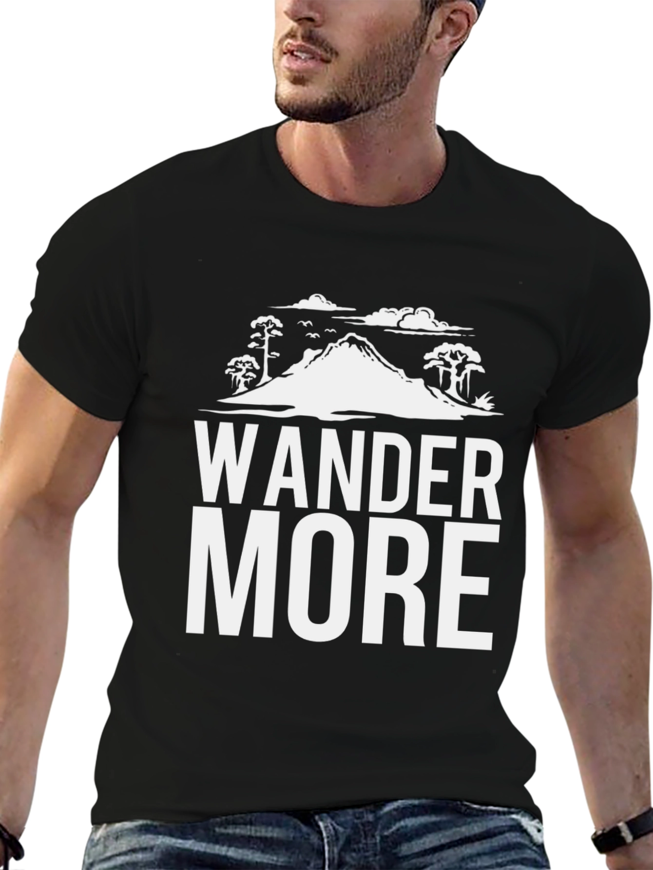 Wander More Black Graphic Tee