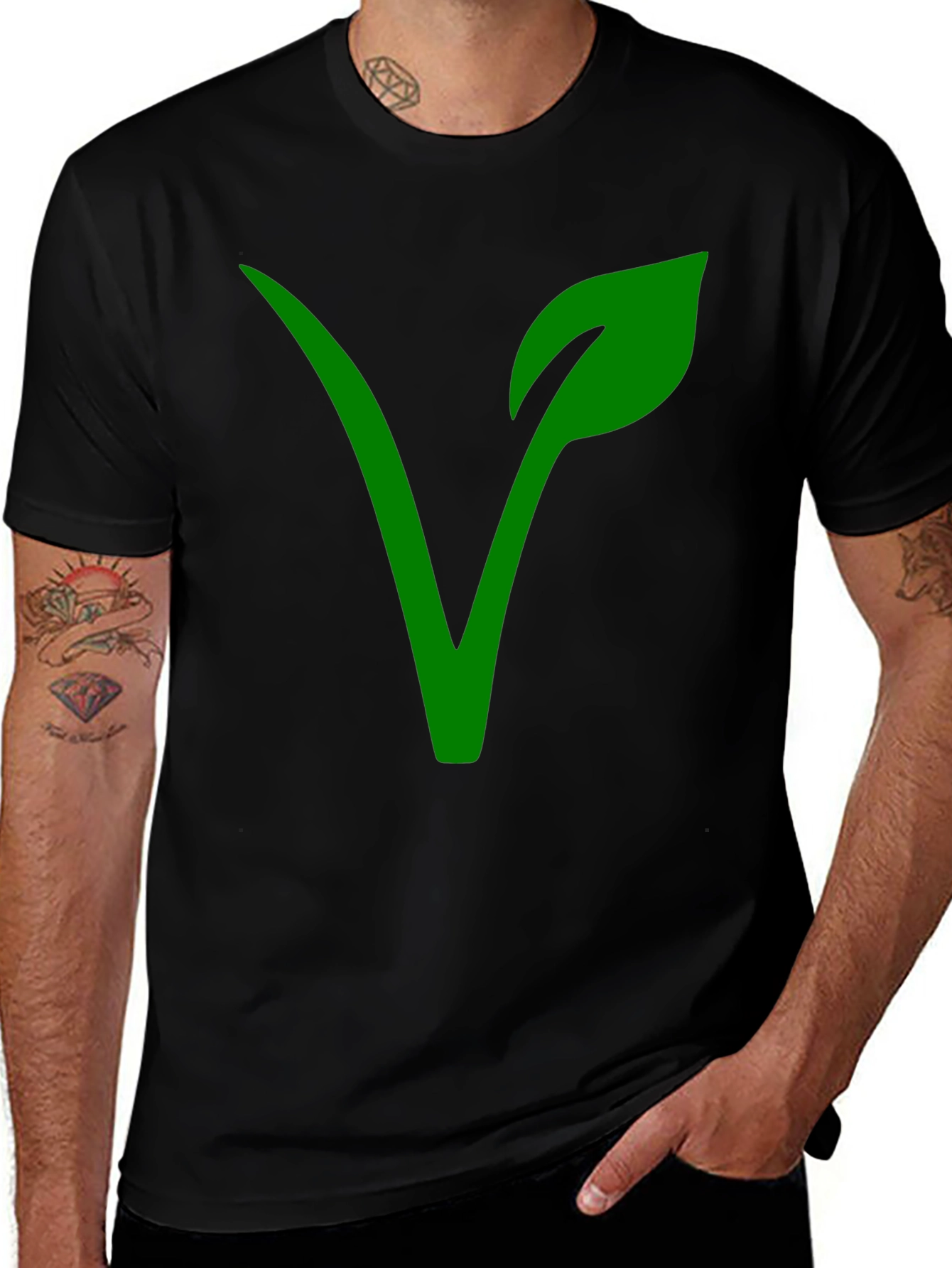 Vegan Symbol T-Shirt - Green Plant Based Lifestyle Tee