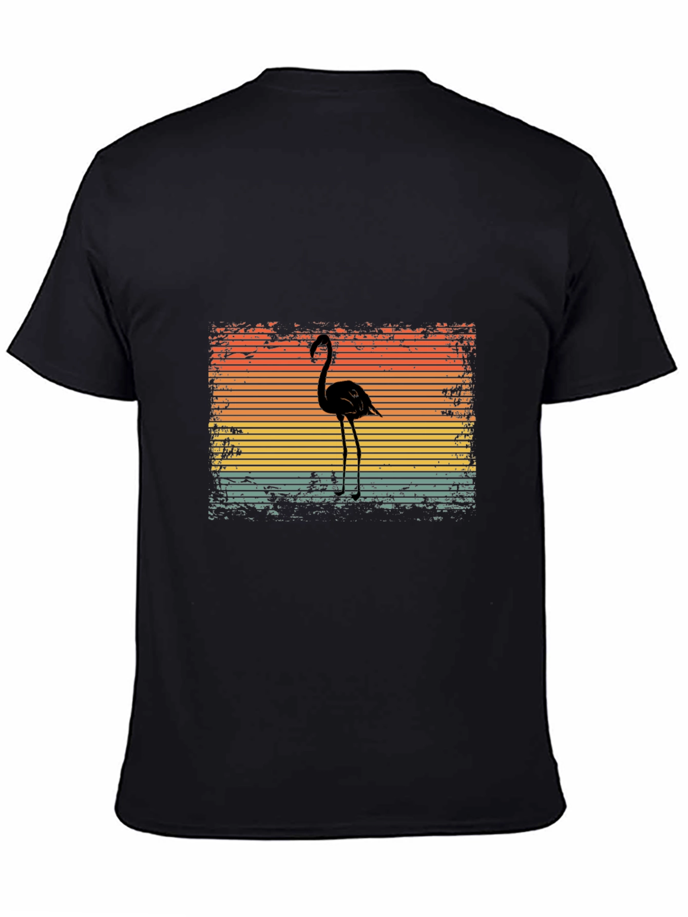Retro Flamingo Graphic T-Shirt - Black