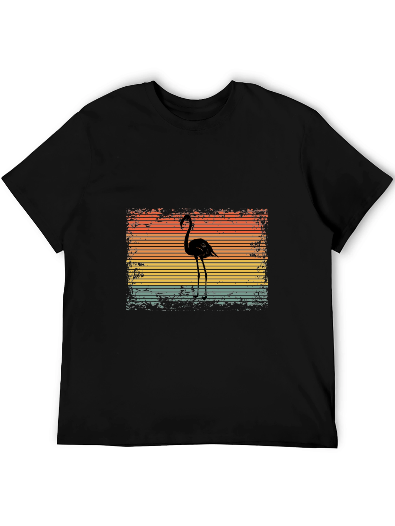 Retro Flamingo Graphic T-Shirt - Black