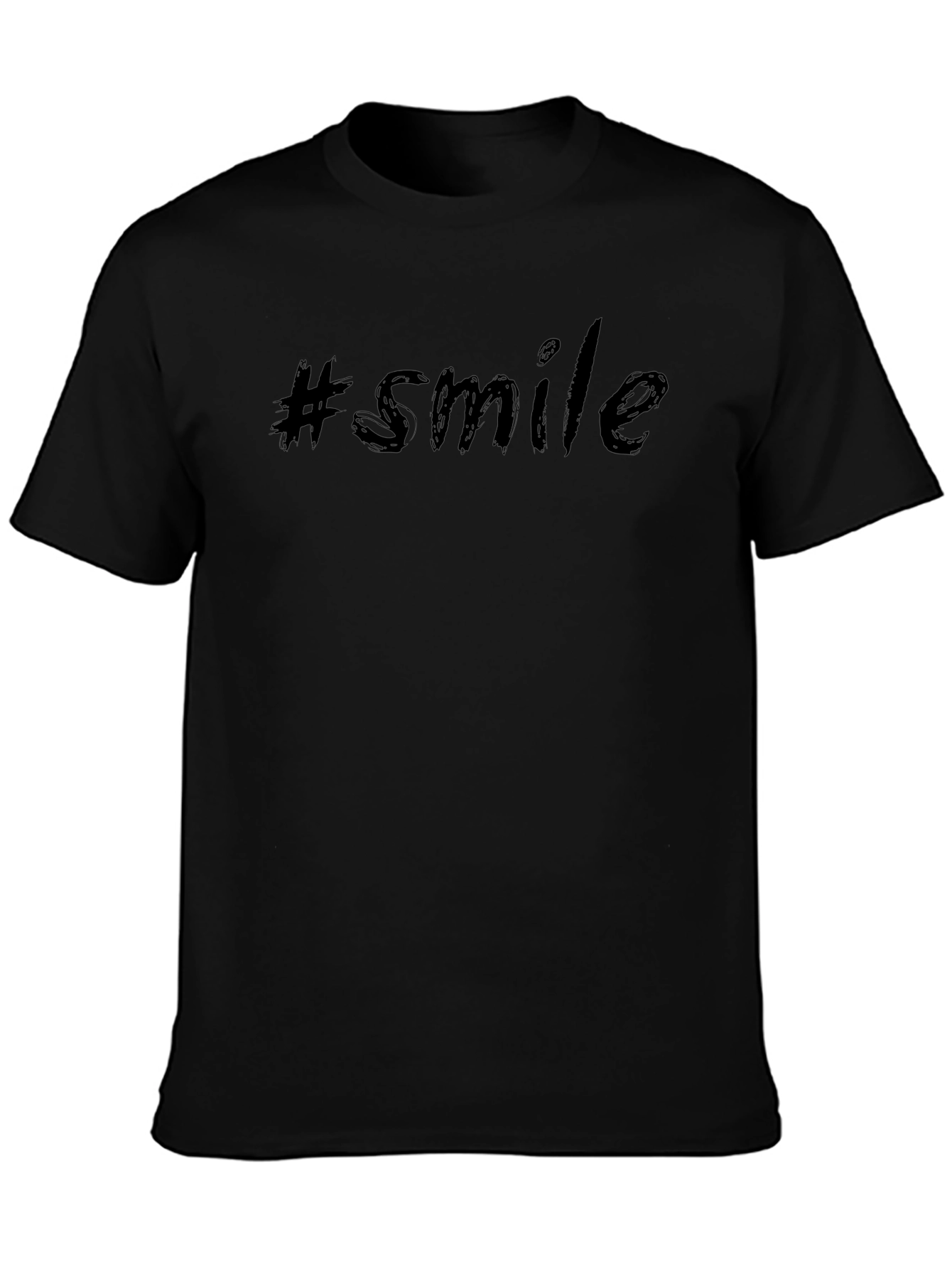 #Smile Black Graphic Tee - Trendy Casual Top