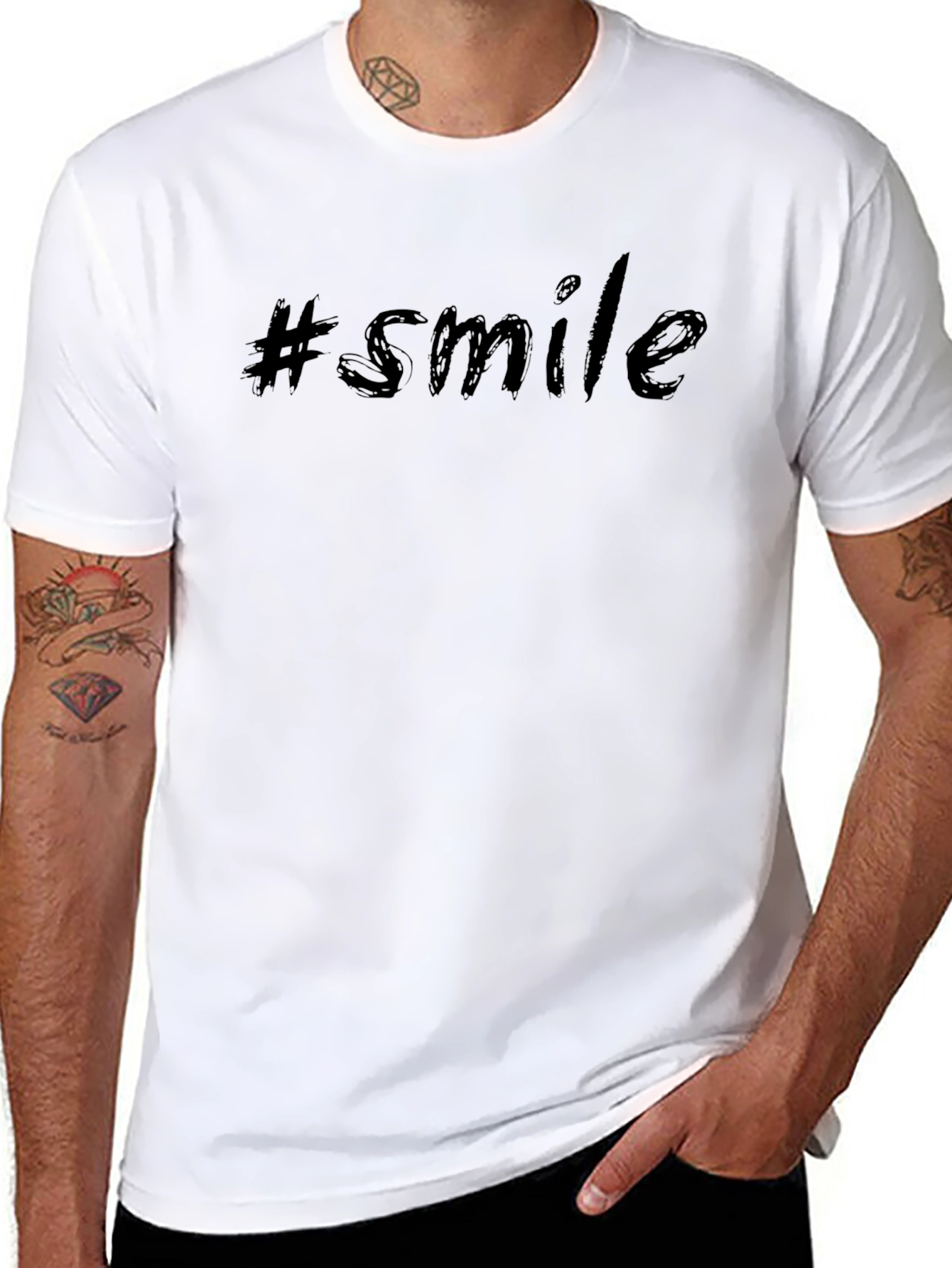 #Smile Black Graphic Tee - Trendy Casual Top