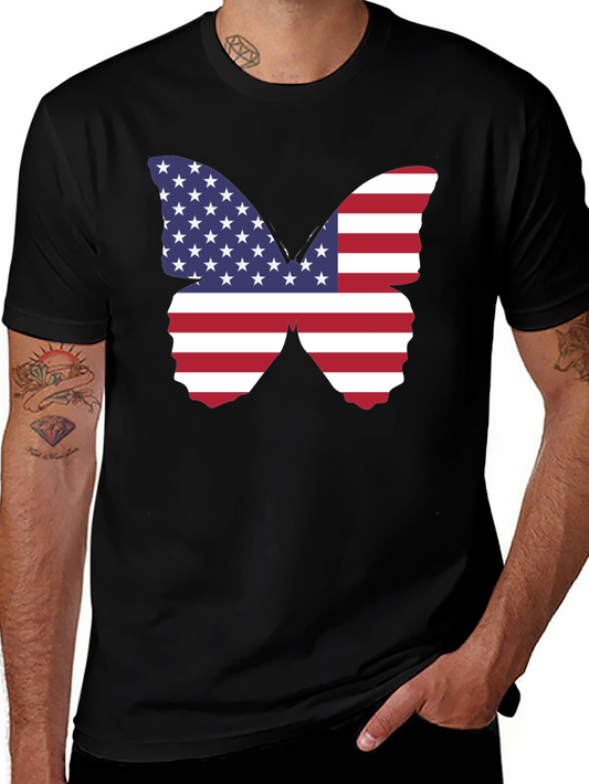 American Flag Butterfly Graphic T-Shirt