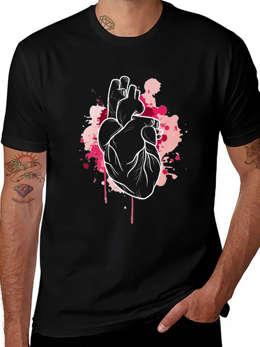 Anatomical Heart Graphic Tee - Black Crew Neck T-Shirt