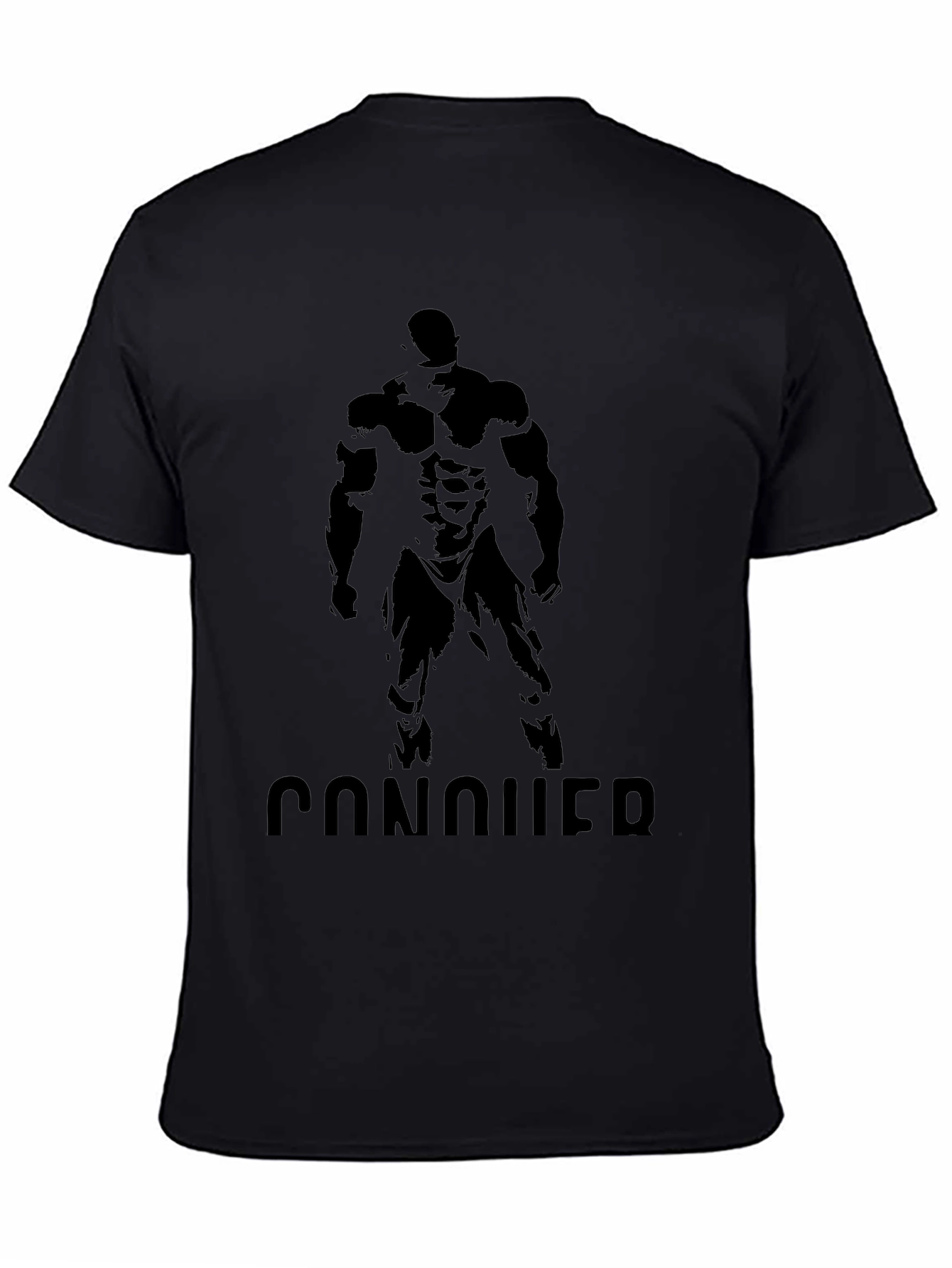 Conquer Black Graphic Print Muscle Fit T-Shirt