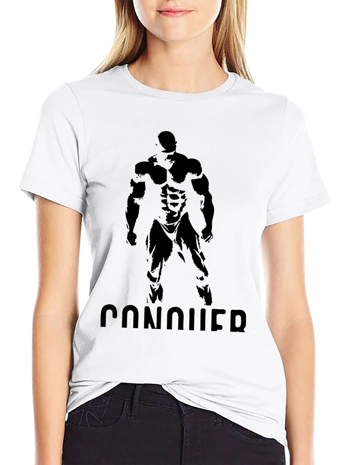 Conquer Black Graphic Print Muscle Fit T-Shirt