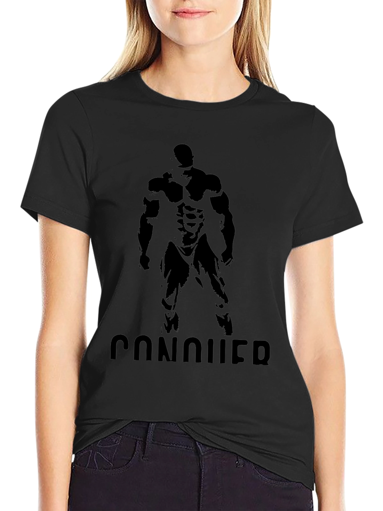 Conquer Black Graphic Print Muscle Fit T-Shirt