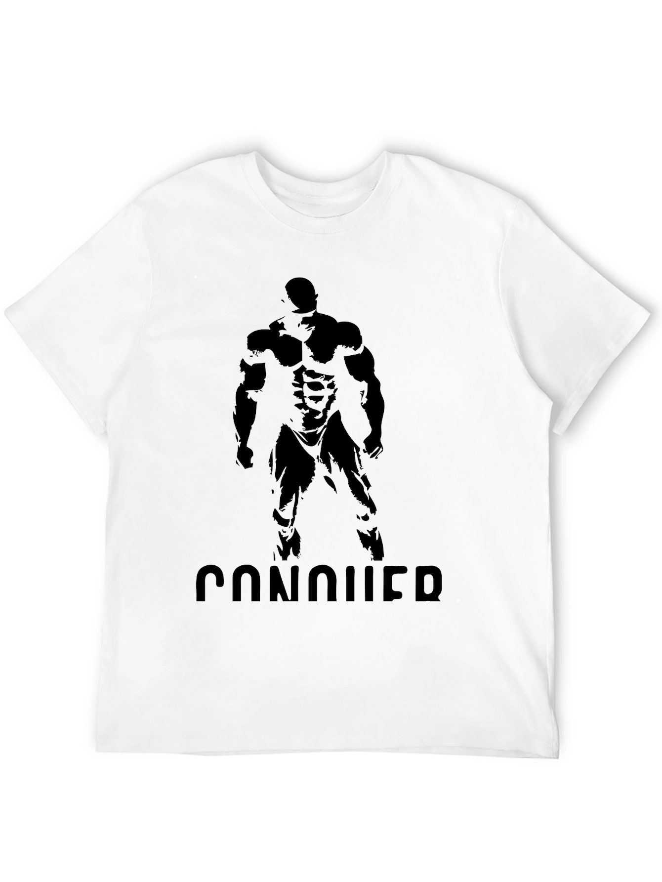 Conquer Black Graphic Print Muscle Fit T-Shirt