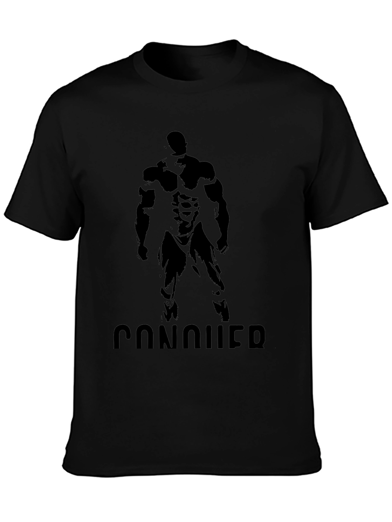 Conquer Black Graphic Print Muscle Fit T-Shirt