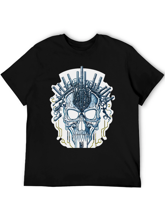 Cyberpunk Skull T-Shirt - Sci-Fi Graphic Tee