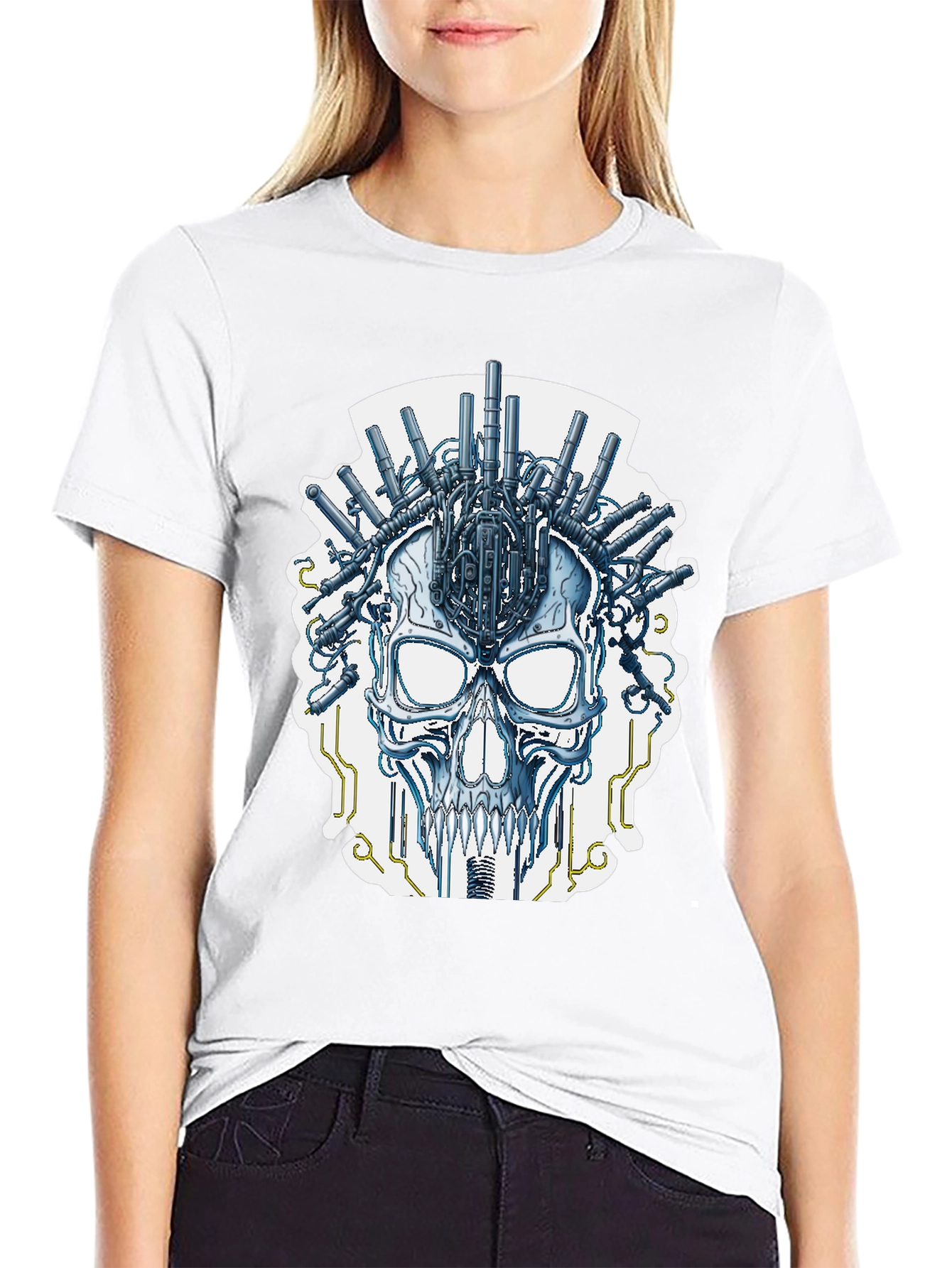 Cyberpunk Skull T-Shirt - Sci-Fi Graphic Tee