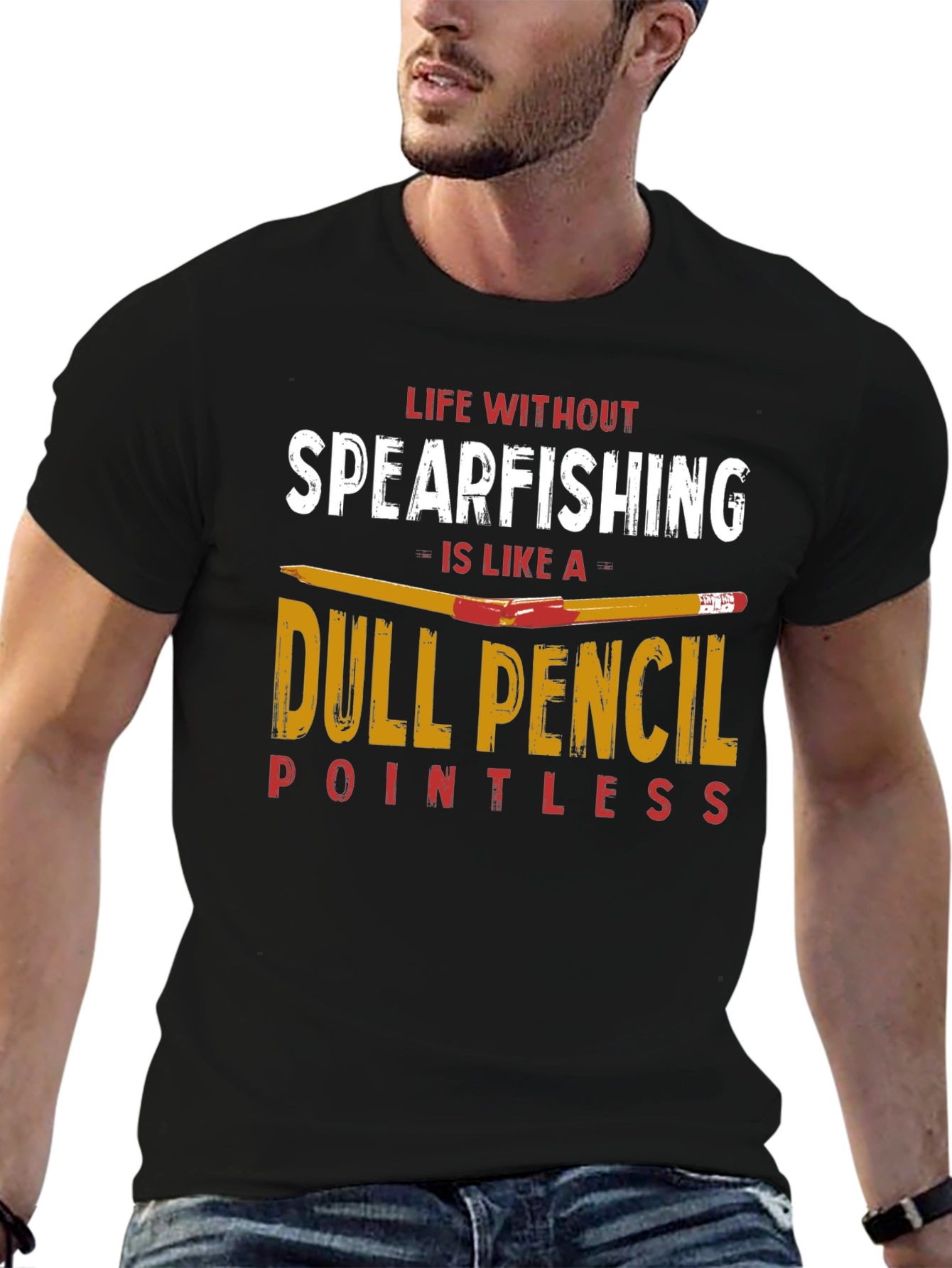 Spearfishing T-Shirt - Dull Pencil Design